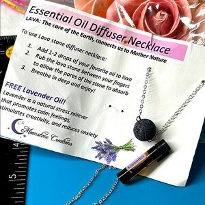 🖤NEW💕Essential Oil Diffuser Necklace, Lava stone with Free lavender doTERRA oil